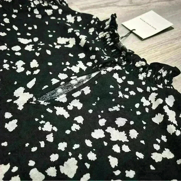 NWT Who What Wear Ruffle High Neck Short Sleeve Black White Shift Dress Size S - Picture 7 of 11
